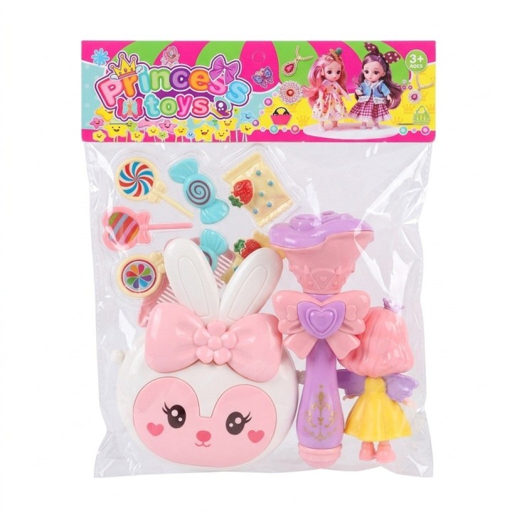 Set Juguete Bolso Conejo Varita Muñeca Dulces Para Niña