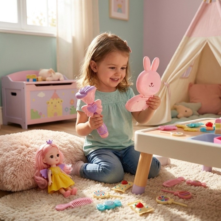 Set Juguete Bolso Conejo Varita Muñeca Dulces Para Niña