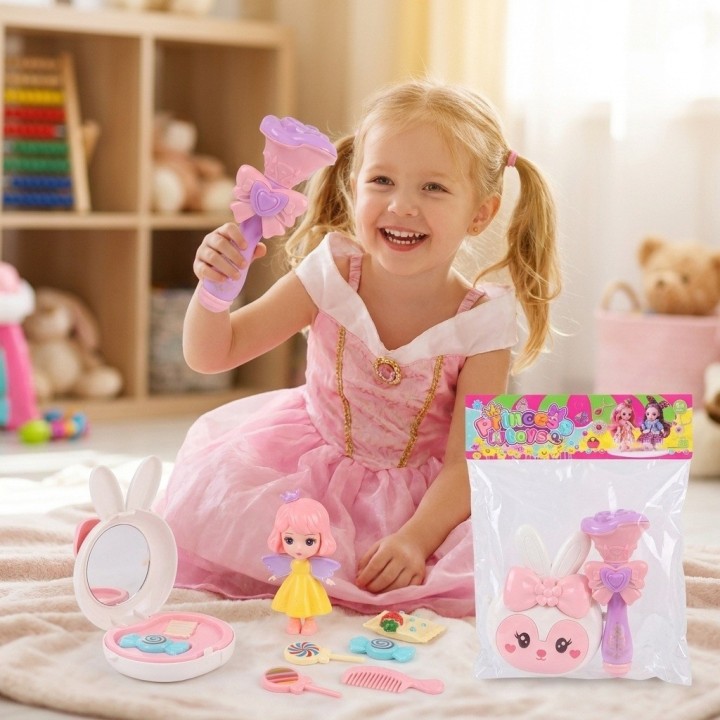 Set Juguete Bolso Conejo Varita Muñeca Dulces Para Niña
