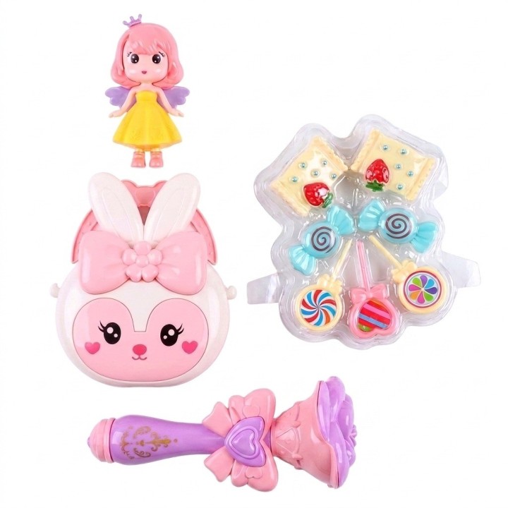 Set Juguete Bolso Conejo Varita Muñeca Dulces Para Niña