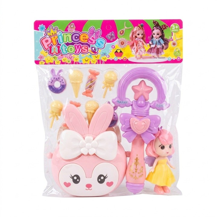 Set Juguete Bolso Conejo Varita Muñeca Dulces Para Niña