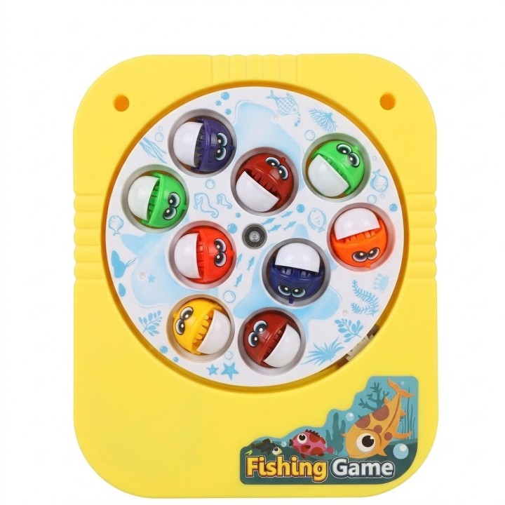 Juego Pesca Eléctrico Giratorio 9 Peces 2 Cañas Amarillo