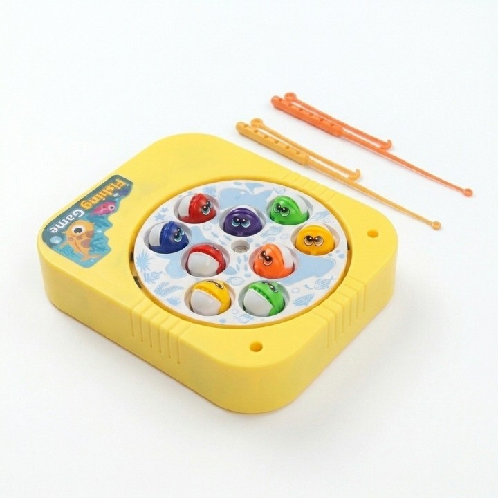 Juego Pesca Eléctrico Giratorio 9 Peces 2 Cañas Amarillo