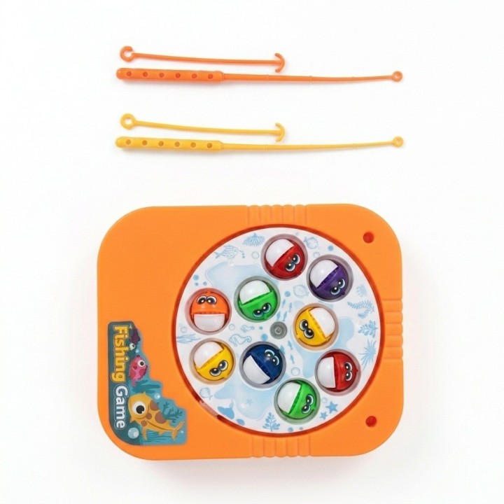 Juego Pesca Eléctrico Giratorio 9 Peces 2 Cañas Amarillo