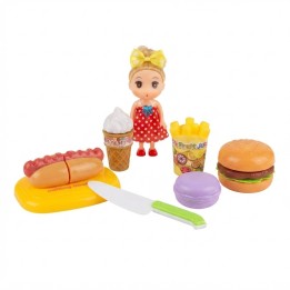 Set Comida Rápida De Juguete Para Cortar Con Muñeca