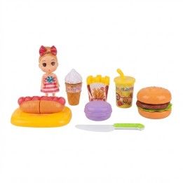 Set Comida Rápida De Juguete Para Cortar Con Muñeca