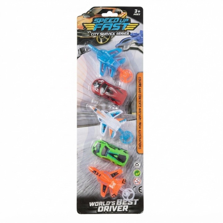 Set 5 Carros Y Aviones Fricción Juguete Infantil Variado