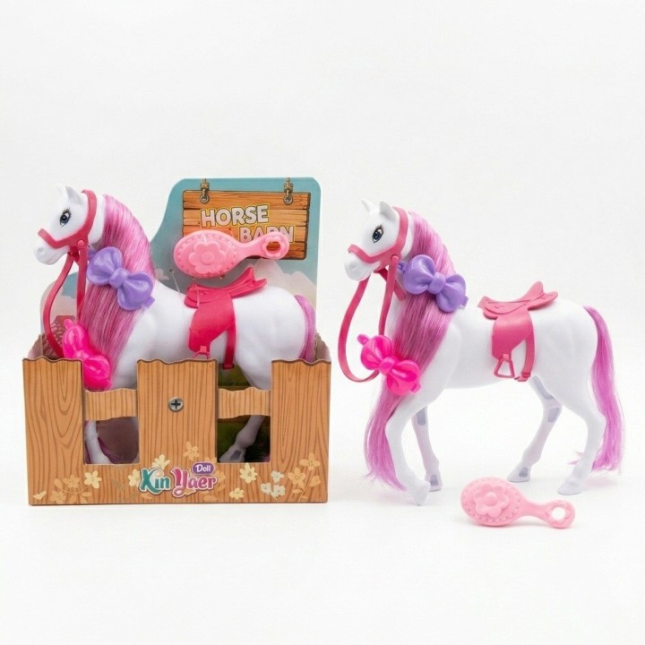 Caballo De Juguete Con Cabello Y Accesorios Estilo Rosa