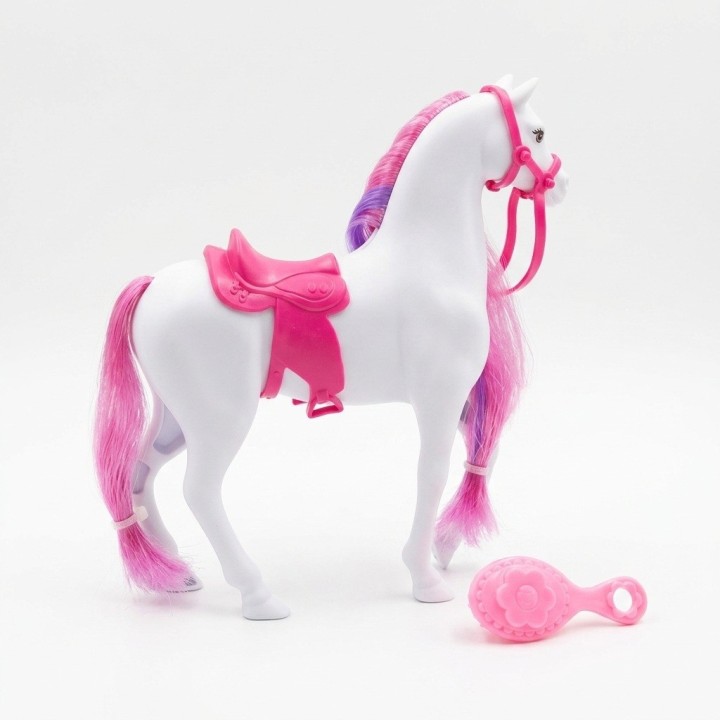 Caballo De Juguete Con Cabello Y Accesorios Estilo Rosa
