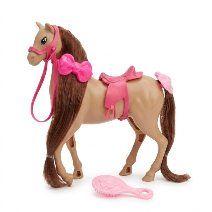 Caballo De Juguete Con Cabello Y Accesorios Estilo Rosa