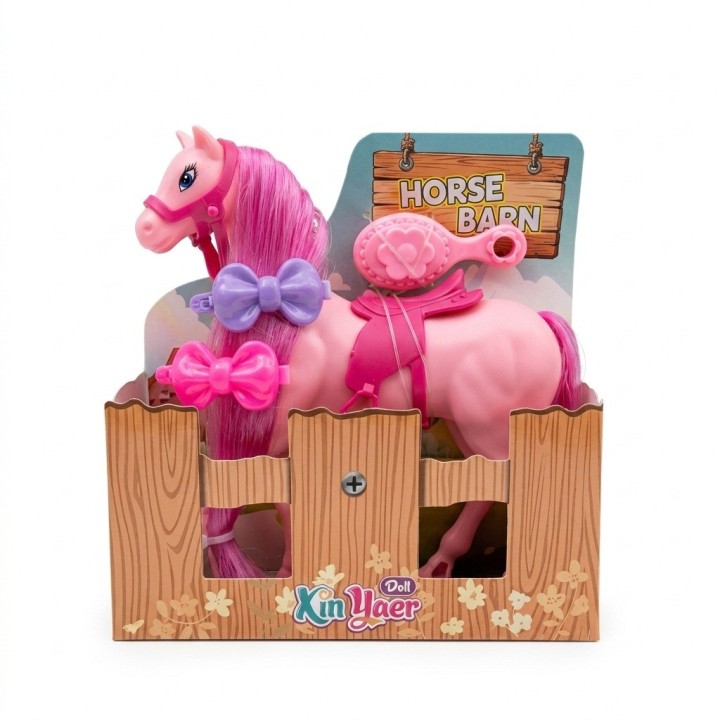 Caballo De Juguete Con Cabello Y Accesorios Estilo Rosa
