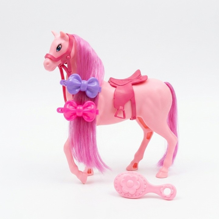 Caballo De Juguete Con Cabello Y Accesorios Estilo Rosa