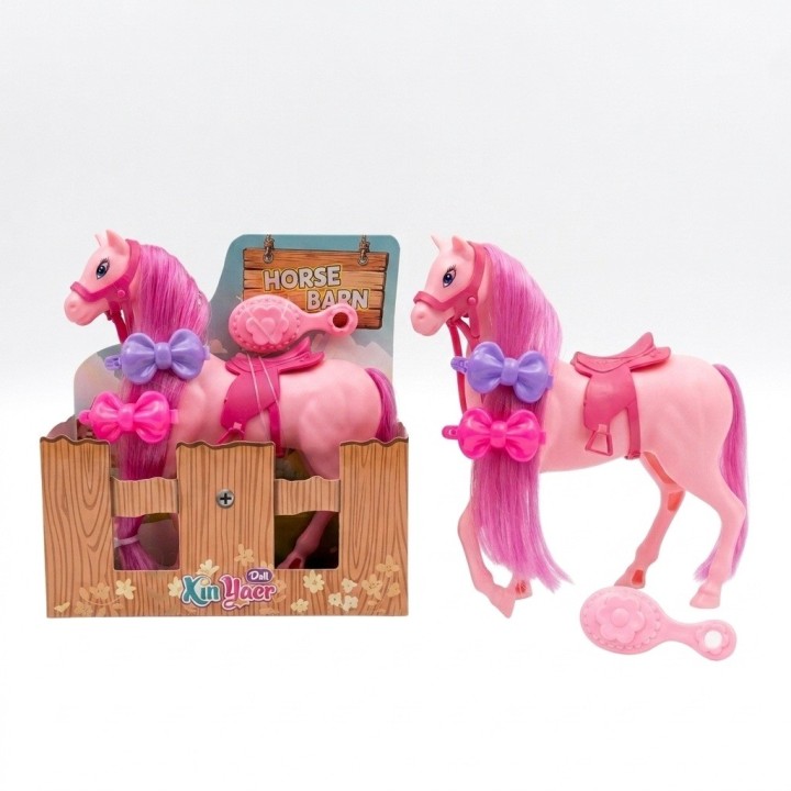 Caballo De Juguete Con Cabello Y Accesorios Estilo Rosa