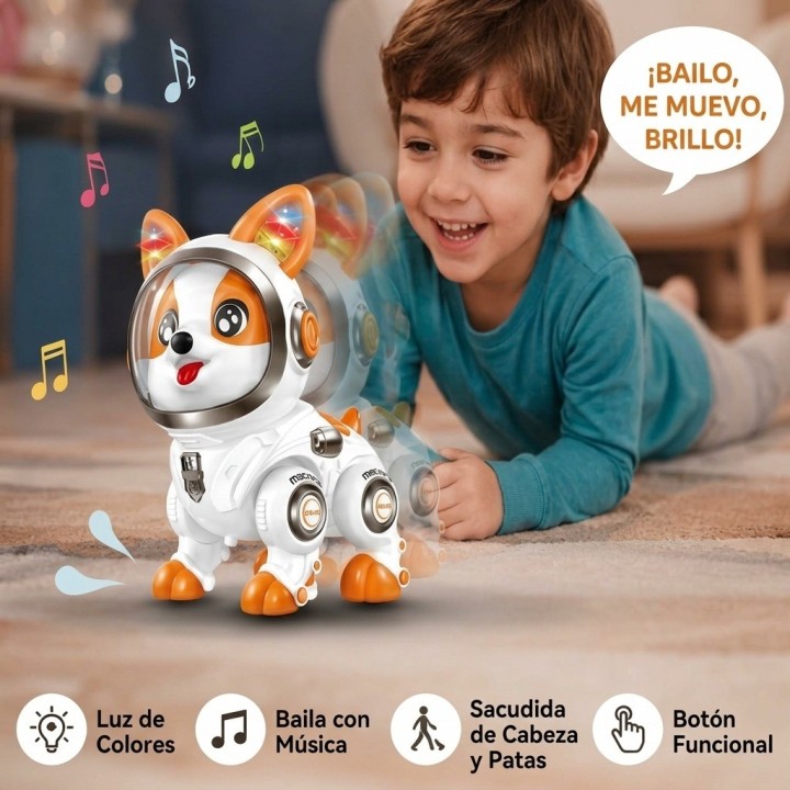 Perro Robot Inteligente Astronauta Interactivo + Luz Sonido