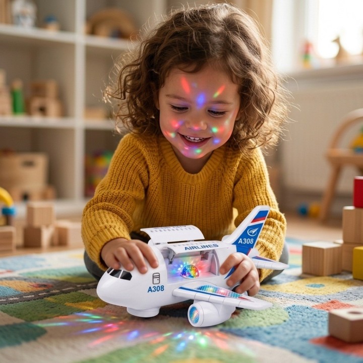 Avion De Juguete Electrico Con Luces 3d Musica Y Movimiento