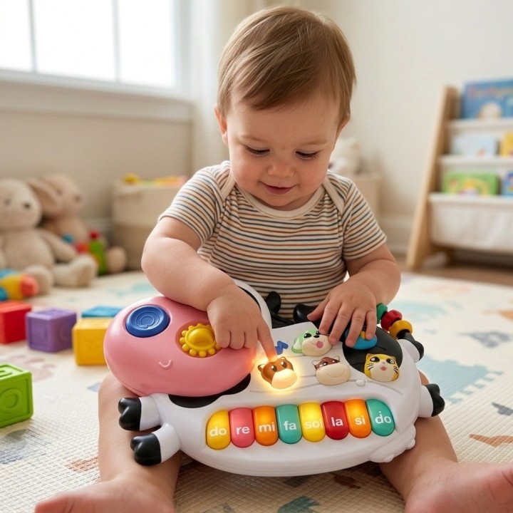 Piano Musical Vaca Juguete Educativo Bebes Luces Sonidos