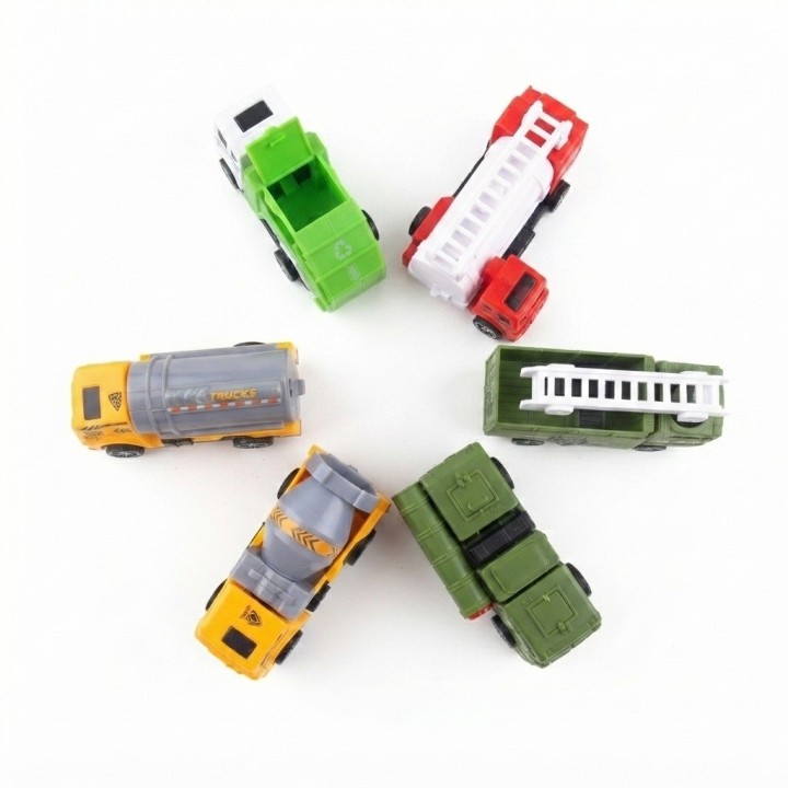 Set 6 Carros Juguete Camiones Cuerda Bombero Militar Niños
