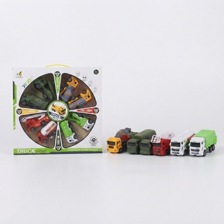 Set 6 Carros Juguete Camiones Cuerda Bombero Militar Niños