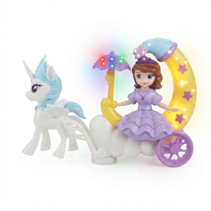 Princesa En Carroza De Luna Unicornio Juguete Interactivo
