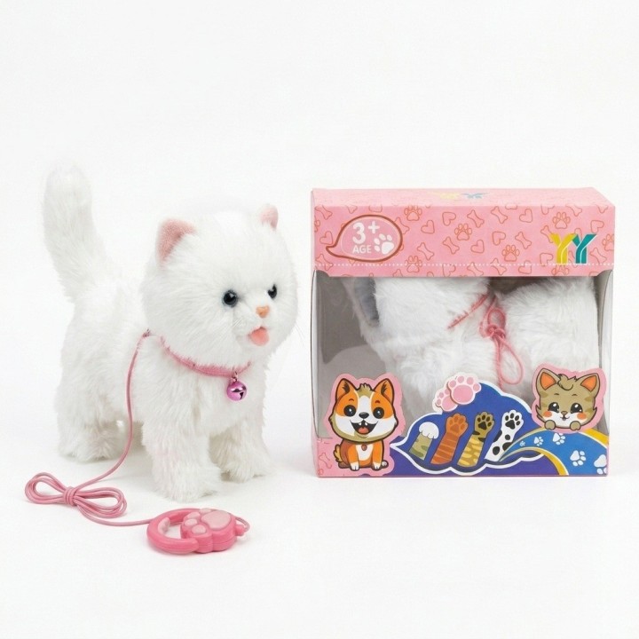 Gato Peluche Interactivo Camina Con Correa Y Sonido Niños