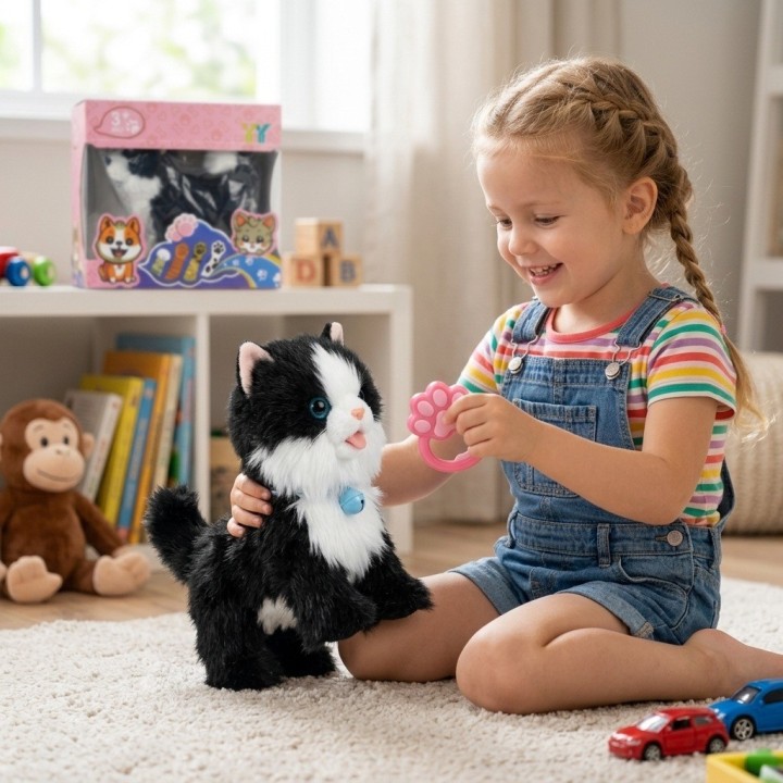 Gato Peluche Interactivo Camina Con Correa Y Sonido Niños