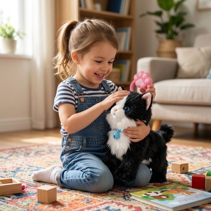 Gato Peluche Interactivo Camina Con Correa Y Sonido Niños