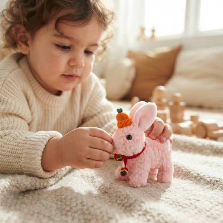 Conejo Peluche Interactivo Camina Y Hace Sonido + Bateria