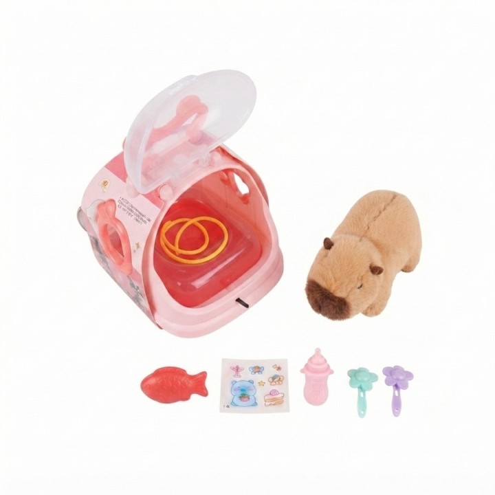 Capibara Peluche Interactivo Con Guacal Y Accesorios