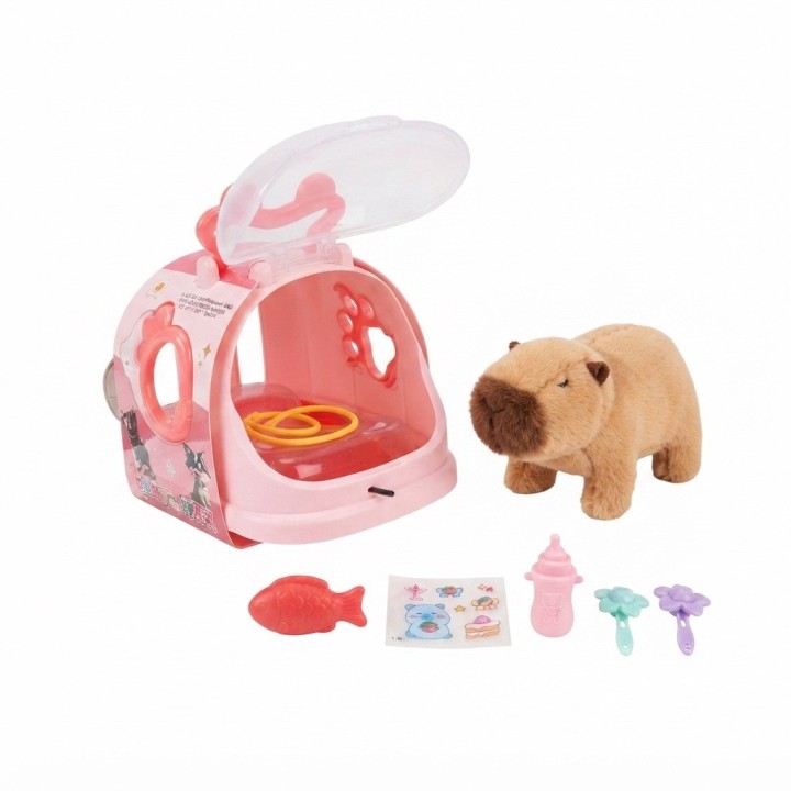 Capibara Peluche Interactivo Con Guacal Y Accesorios
