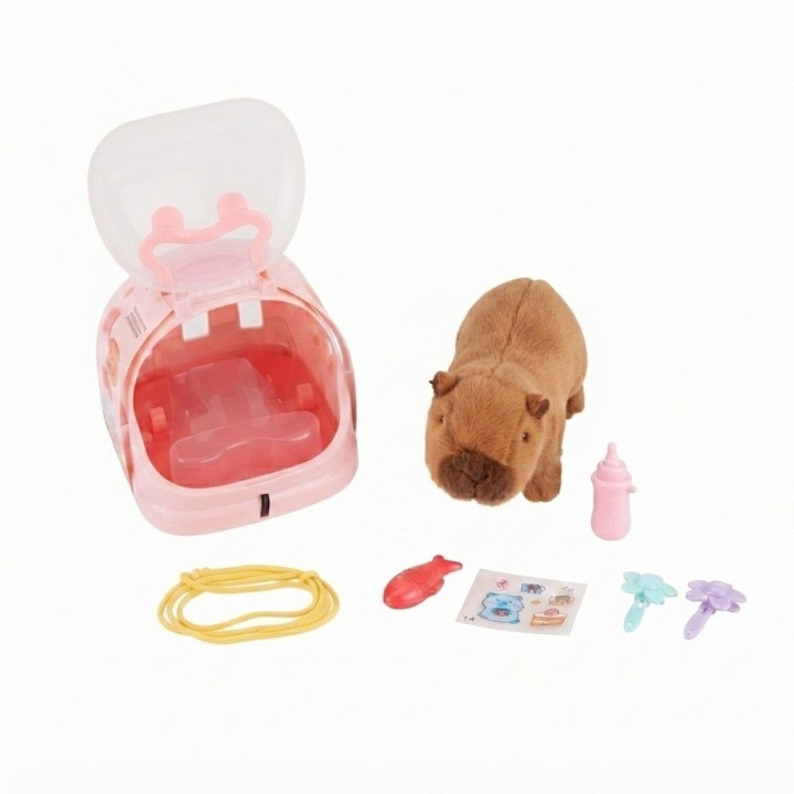 Capibara Peluche Interactivo Con Guacal Y Accesorios