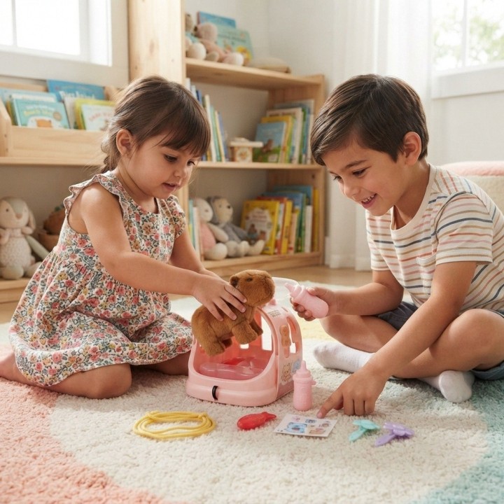 Capibara Peluche Interactivo Con Guacal Y Accesorios