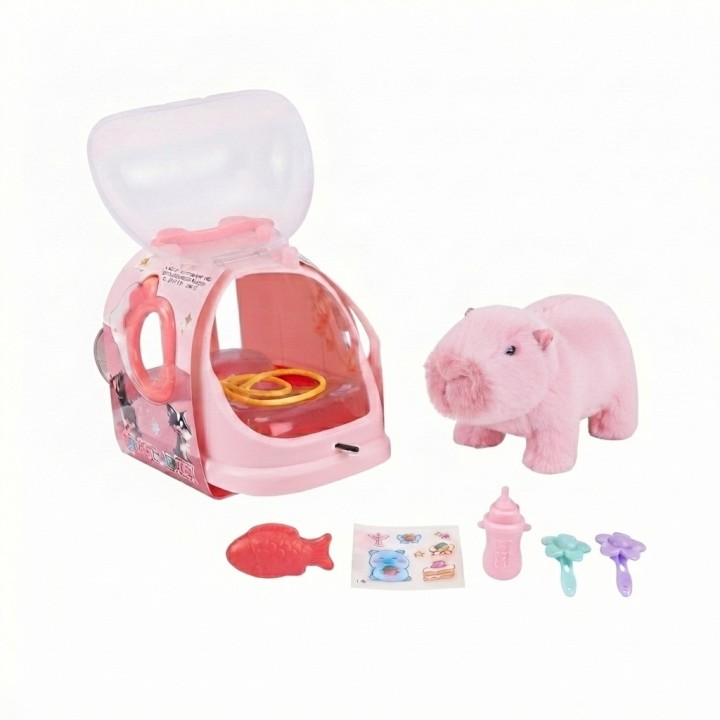 Capibara Peluche Interactivo Con Guacal Y Accesorios