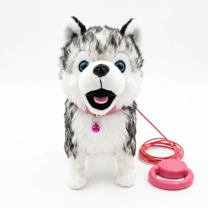 Perro Peluche Husky Robot Interactivo Con Sonido Y Correa