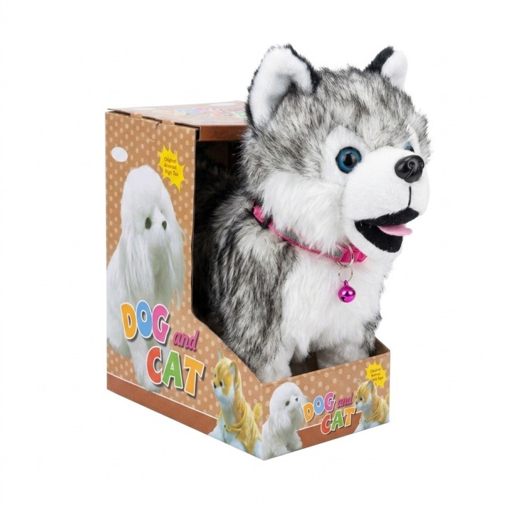 Perro Peluche Husky Robot Interactivo Con Sonido Y Correa