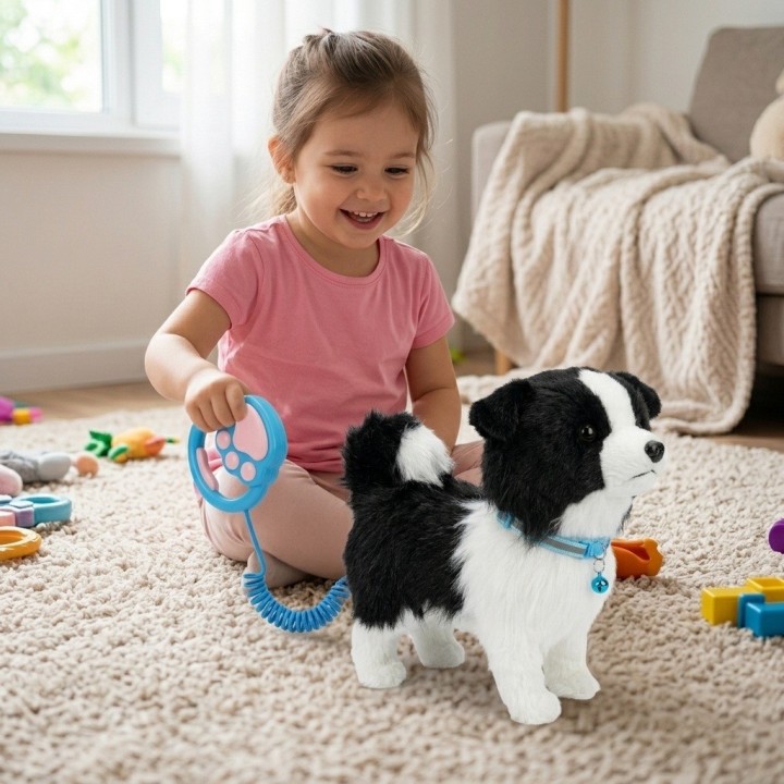 Perro Peluche Husky Robot Interactivo Con Sonido Y Correa