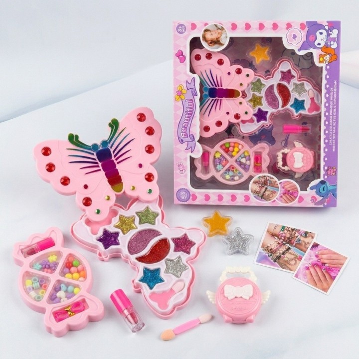 Set De Maquillaje Y Bisutería Para Niñas Diseño Mariposa