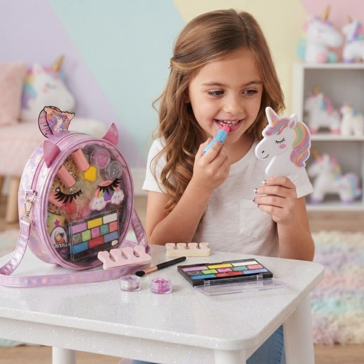 Kit Maquillaje Niñas Bolso Unicornio Cosméticos Juguete