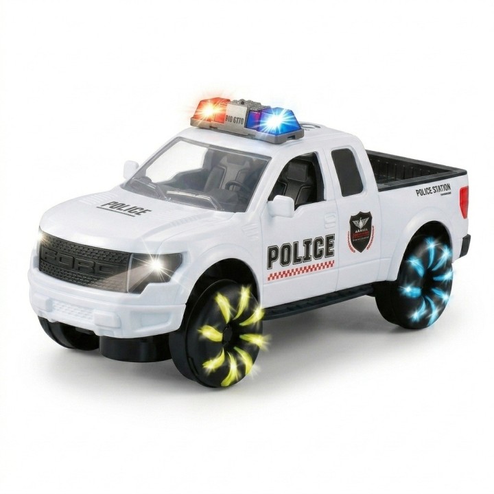 Camioneta De Policía Juguete Humo Y Luces Llantas + Baterias