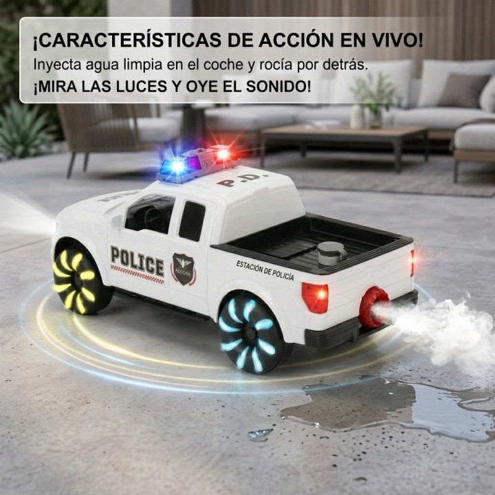 Camioneta De Policía Juguete Humo Y Luces Llantas + Baterias