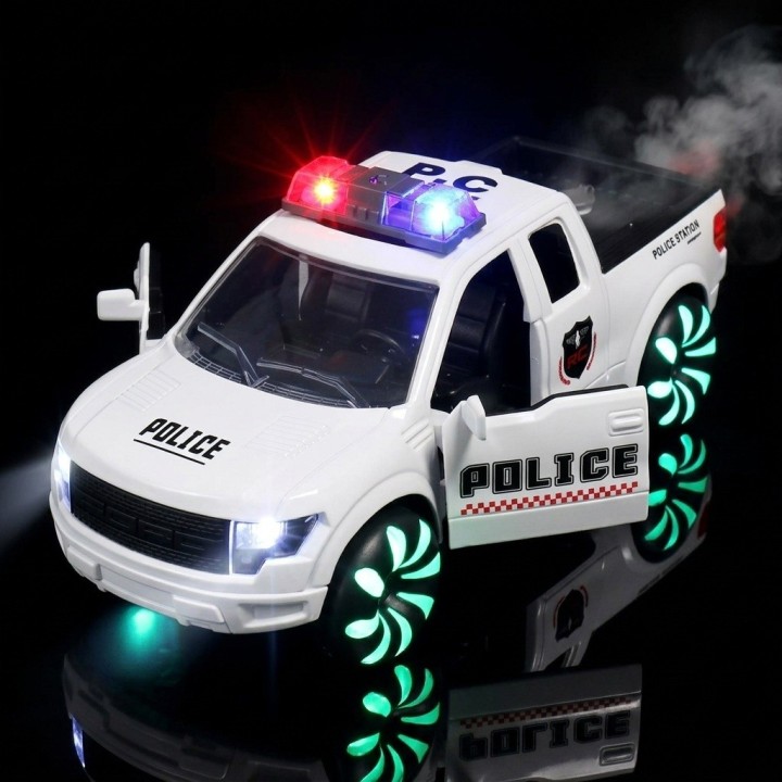 Camioneta De Policía Juguete Humo Y Luces Llantas + Baterias