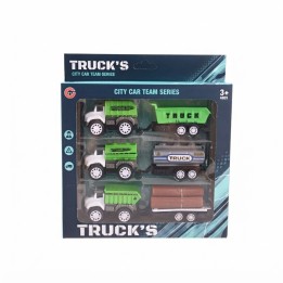 Set 3 Camiones De Construcción Con Remolque Para Niños