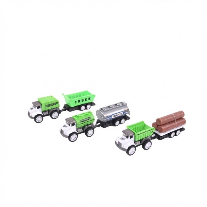 Set 3 Camiones De Construcción Con Remolque Para Niños