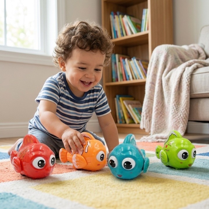 Set 4 Carritos De Juguete En Forma De Pez Para Niños Y Bebés
