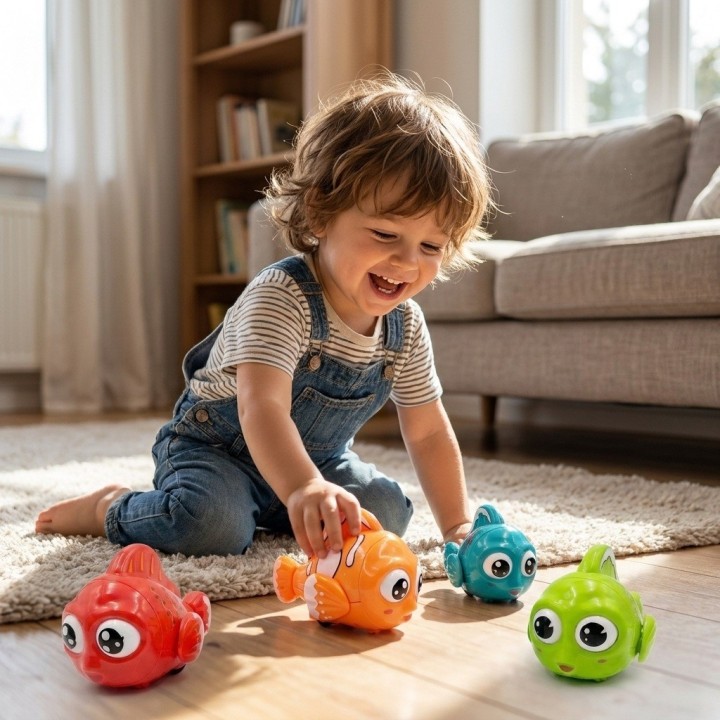 Set 4 Carritos De Juguete En Forma De Pez Para Niños Y Bebés