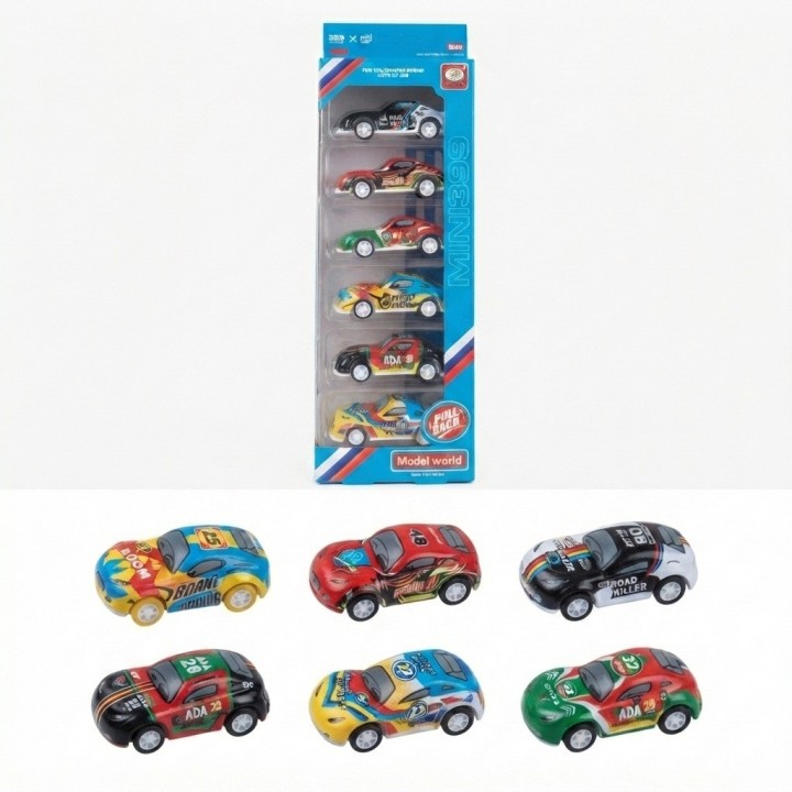 Set 6 Carritos Deportivos Juguete Colección Niños Fricción