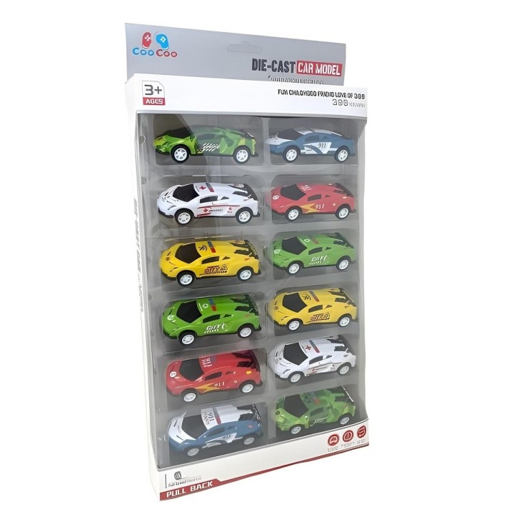 Set De 12 Carritos Deportivos De Juguete Para Niños