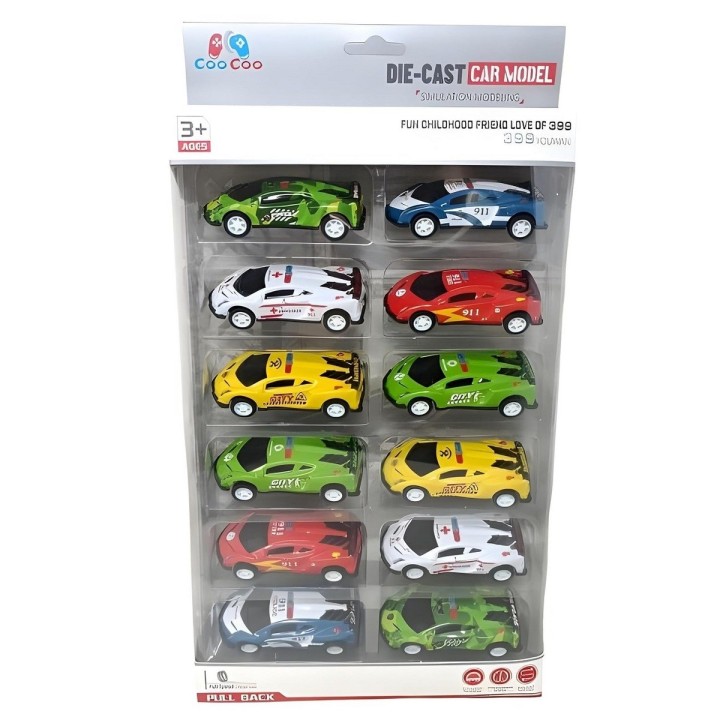 Set De 12 Carritos Deportivos De Juguete Para Niños