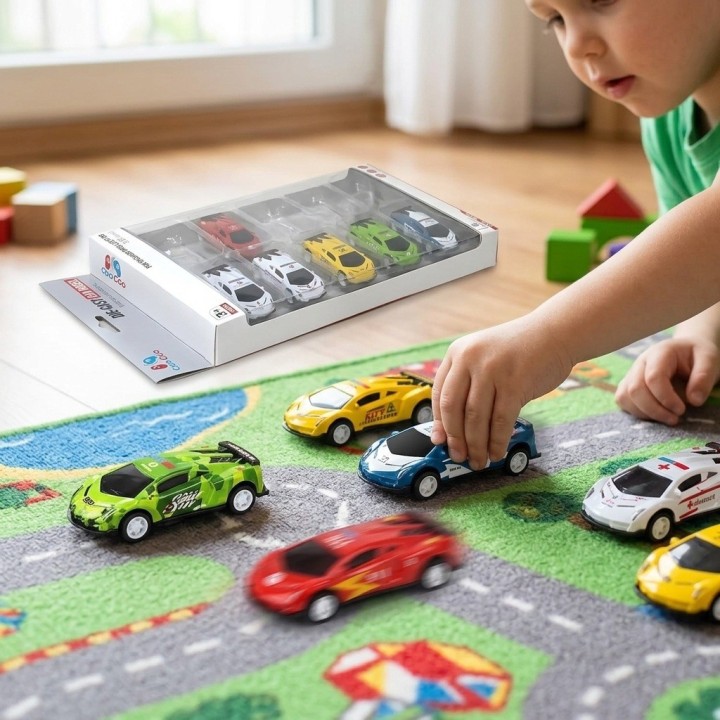 Set De 12 Carritos Deportivos De Juguete Para Niños