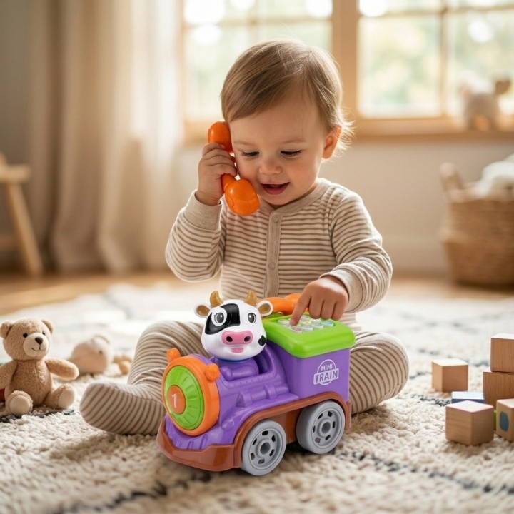 Tren De Juguete Didáctico Interactivo Vaca Teléfono Bebés