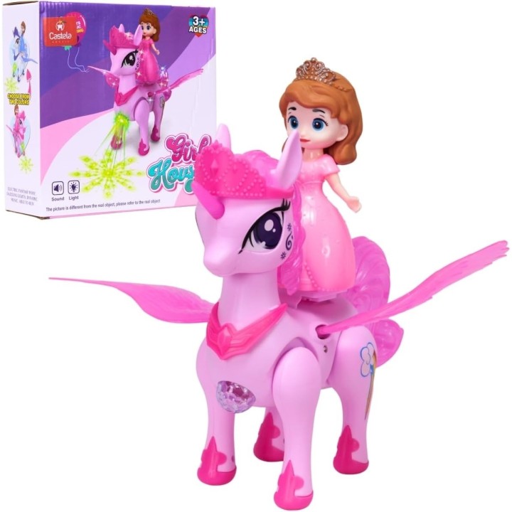 Unicornio Princesa Juguete Camina Luces Sonido Niñas